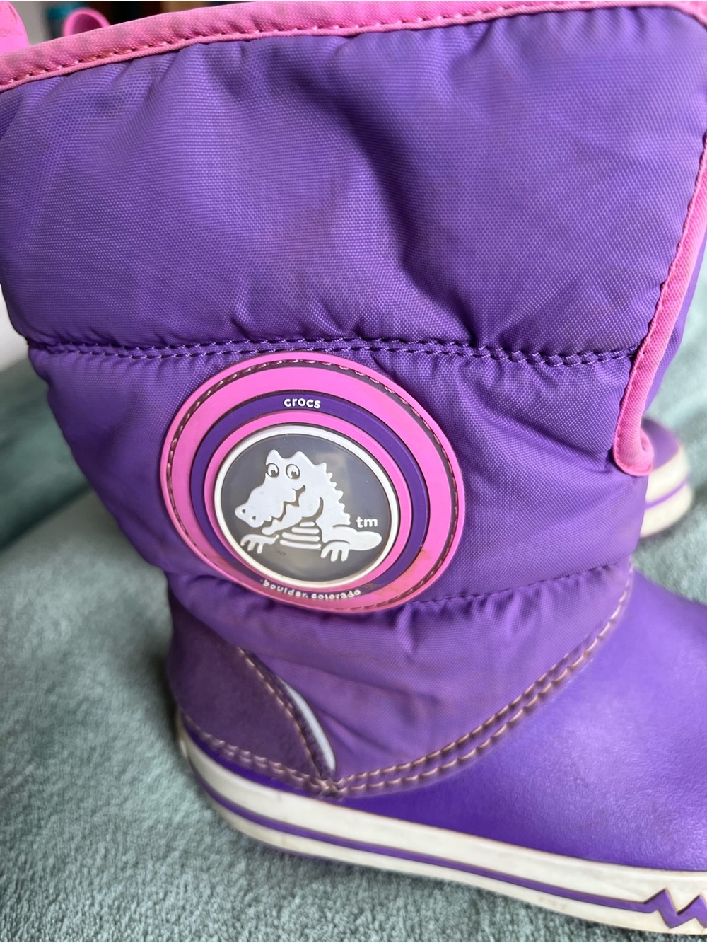 CROCS Kids Purple with Pink Trim Snow Boot